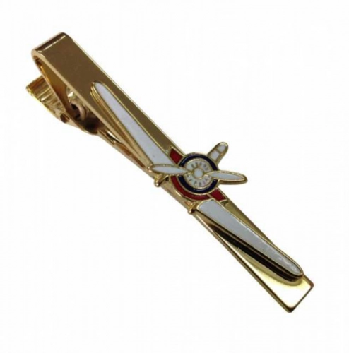 Propellerflugzeug Krawattenklammer in Goldfarben