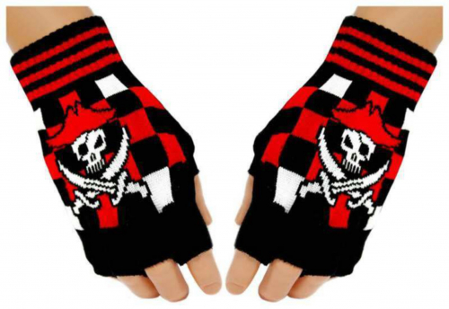 Fingerlose Handschuhe Piraten Totenkopf für Teens
