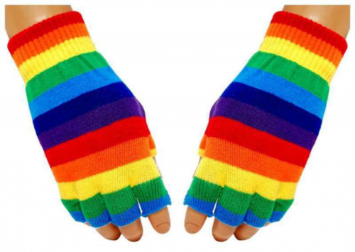 Gestreifte Fingerlose Handschuhe Regenbogen für Teens