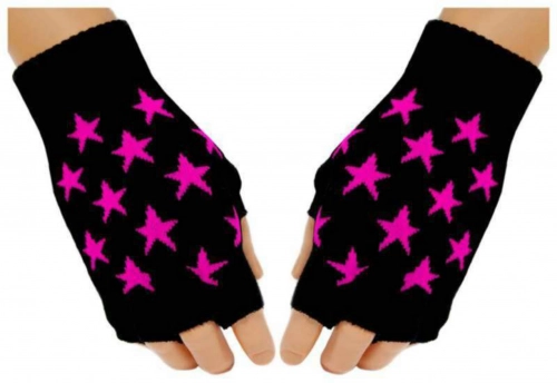 Fingerlose Handschuhe Pinke Sterne für Teens
