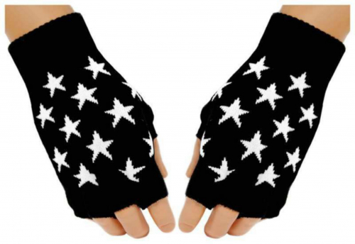 Fingerlose Handschuhe Weiße Sterne für Teens