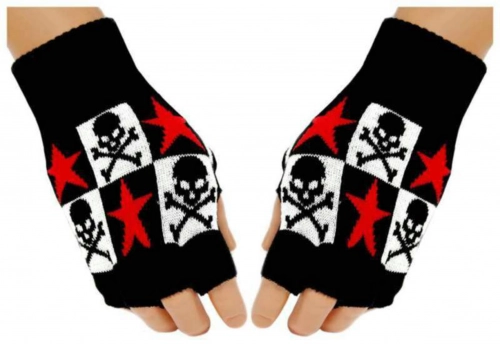 Fingerless Gloves Skulls Stars for Children