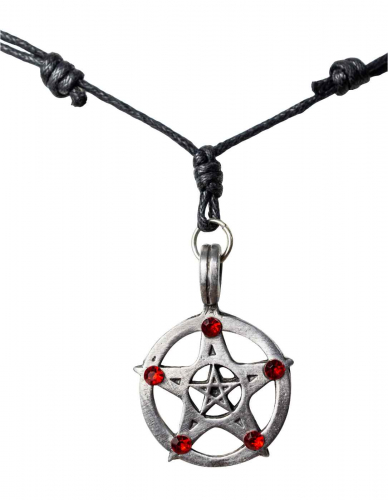 Kette Pentagramm mit roten Steinen