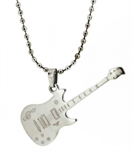 Rock Gitarre Anhänger Silberfarben