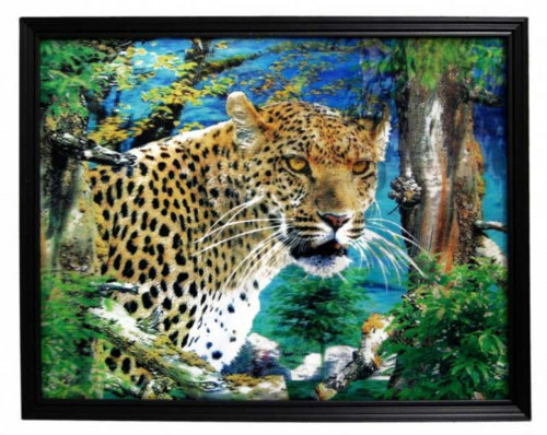 Gerahmtes 3D Bild Leopard