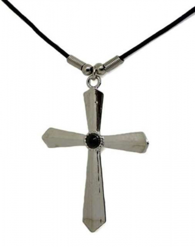 Anhänger Kreuz mit schwarzem Stein  Halskette