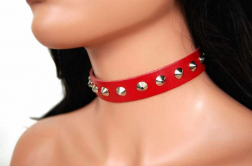 Bondage Halsband Spitznieten (Rot) | 247