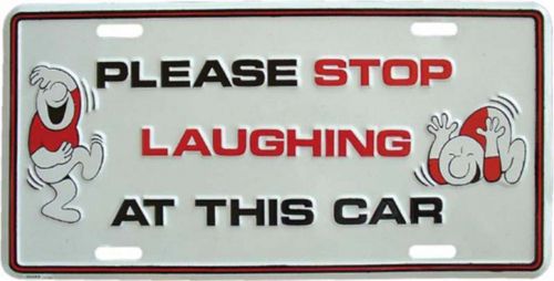 Blechschild Please stop laughing - 30cm x 15cm