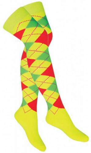 Overknee Socken Gelb mit mehrfarbigen Karos