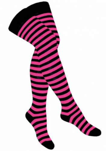 Overknee Socken Pink Geringelt