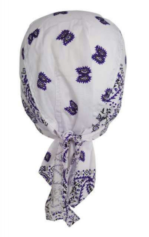 Bandana Kopftuch Weiß Violett Paisley 