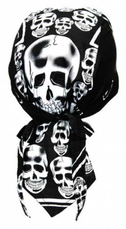 ☠️ Totenkopf Kopftuch Halstuch Gothic Kopfbedeckung Haarband Halloween Schwarz