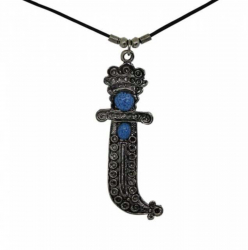 Halskette Dolch mit blauen Steinen Anhänger