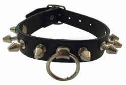 Fetish Leather Wristband Black with Killer-Studs