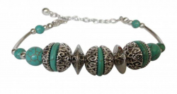 Boho Style Bracelet Silver Turquoise