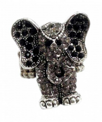 Elefanten Ring Schwarz Silber
