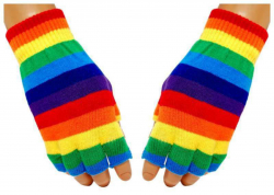 Striped Fingerless Gloves Rainbow for Children