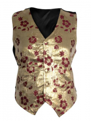 Gold Waistcoat Red Flowers