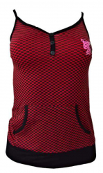 Rockabella Chess Pattern Red Strappy Top