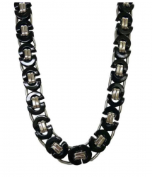 Byzantinische Halskette Schwarz Silber