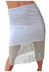 White Fringed Skirt for Ladys