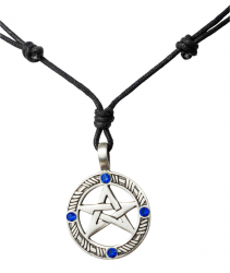 Necklace with Pentagram with blue stones