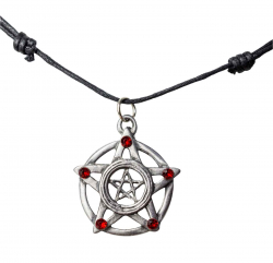Necklace with Pentagram with red stones