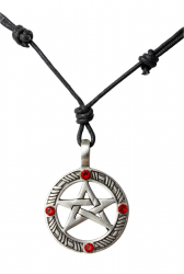 Pentagram Necklace with red stones
