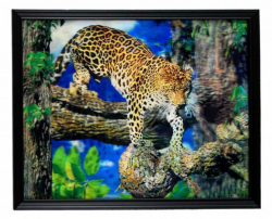 Gerahmtes 3D Bild Leopard
