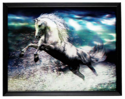 Gerahmtes 3D Bild Schwarze Pferde