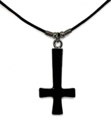 Anhänger Umgedrehtes Schwarzes Kreuz  Halskette