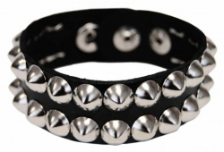 Studded Wristband 2 Rows Pointed Studs