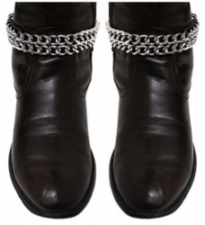 Schwarze Stiefelbänder mit 2 reihiger Kette