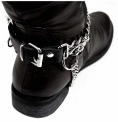 Schwarze Stiefelbänder mit 2 reihiger Kette