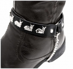 Black boot straps with deer studs