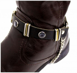 Black boot straps with pearl studs