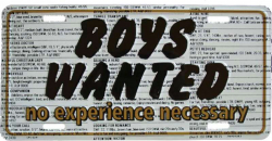 Tin Sign Boys wanted - 30cm x 15cm