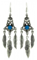 Red Indian Feathers Drop Earrings