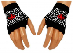 Schwarze Handstulpen Red Spider Web | 004