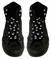 Shoe laces black with skulls