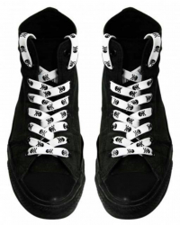Shoe laces White with Black Skulls