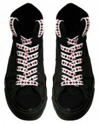 Shoe laces Black Skulls Red Stars