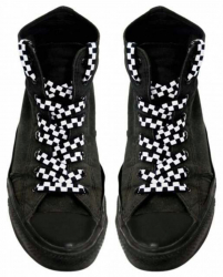 Shoe laces Chess Pattern (White)