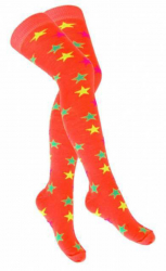 Overknee Socken Orange Mehrfarbige Sterne