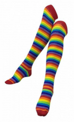 Overknee Socken Regenbogen Ringel