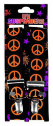 Hosenträger schwarz mit Neon Orangen Peace-Zeichen
